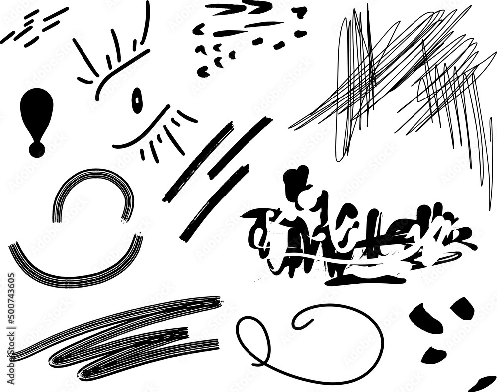 Bundle doodles. Bundle of vector black and white hand drawn various ...