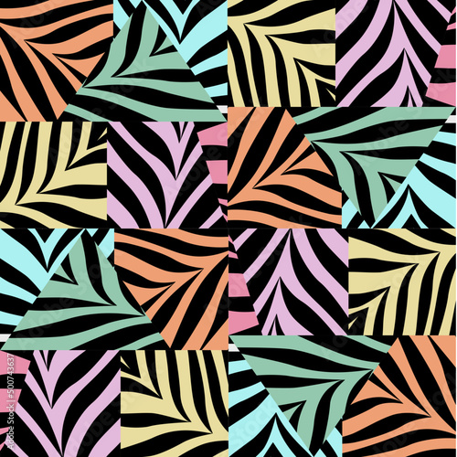 Black stripes connect independently in all directions. Place it on a pastel background. Simple fabric pattern concept, wrap, wallpaper, ceramics, scarves, ornaments, tile patterns