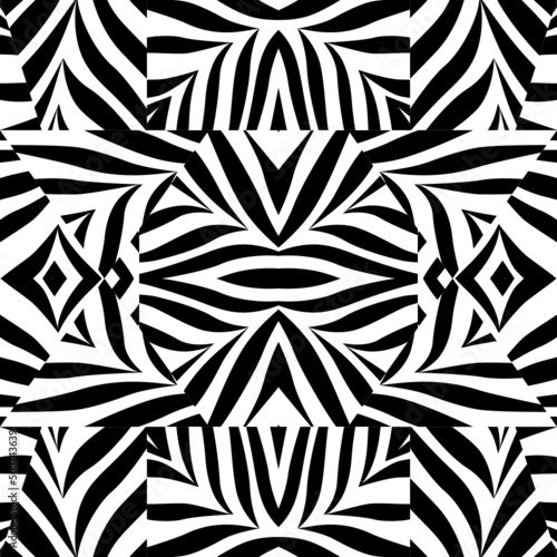 Black stripes connect independently in all directions. Arranged on a white background, black and white pattern, simple fabric pattern concept, wrapping, wallpaper, ceramics, scarves, ornaments.