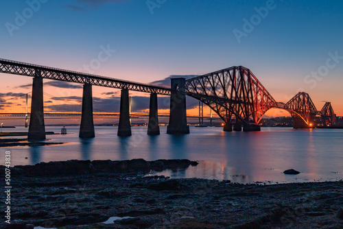 Forth Bridge in Scotland at Sunset