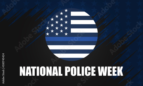 American flag with blue line - police support symbol, Thin blue line