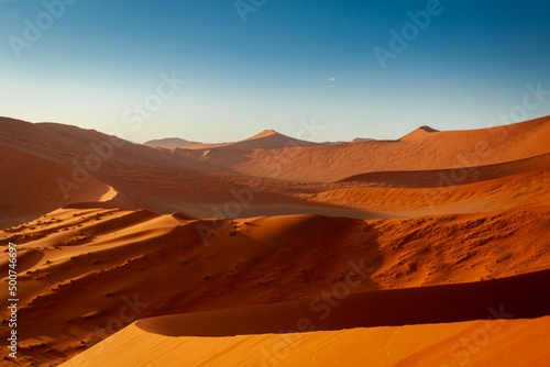 Red and orange sand dunes in Namibia