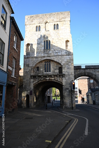 Monk Bar  York city medieval defensive wall  north east  gate house  historic tourist attraction  