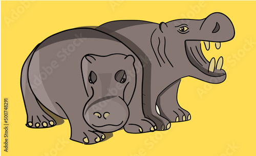 Illustration de deux hippopotames photo