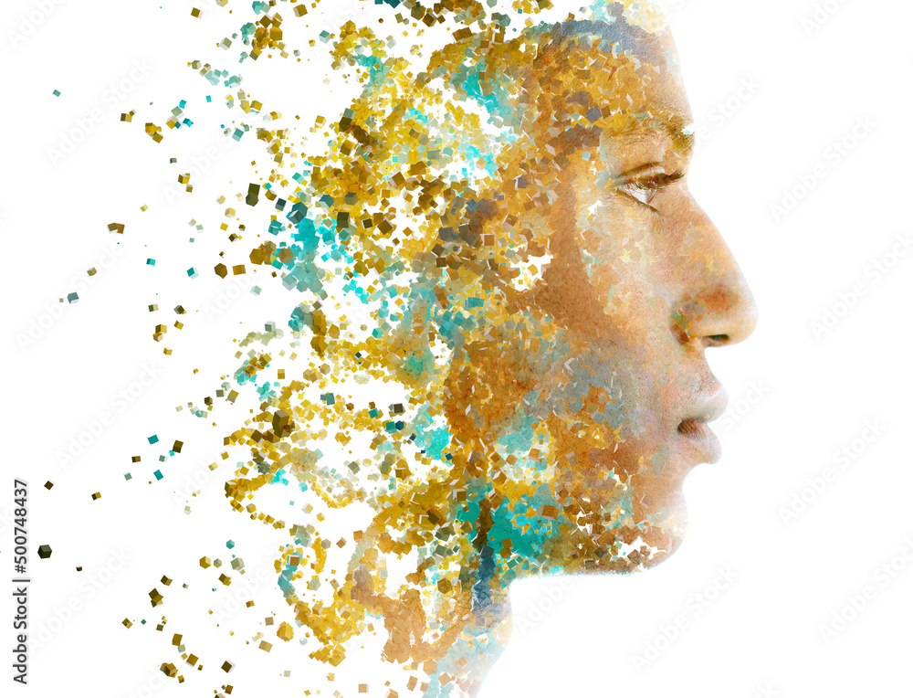 A concept of metaverse depicted in a portrait of a young attractive man A concept of metaverse depicted in a portrait of a young attractive man