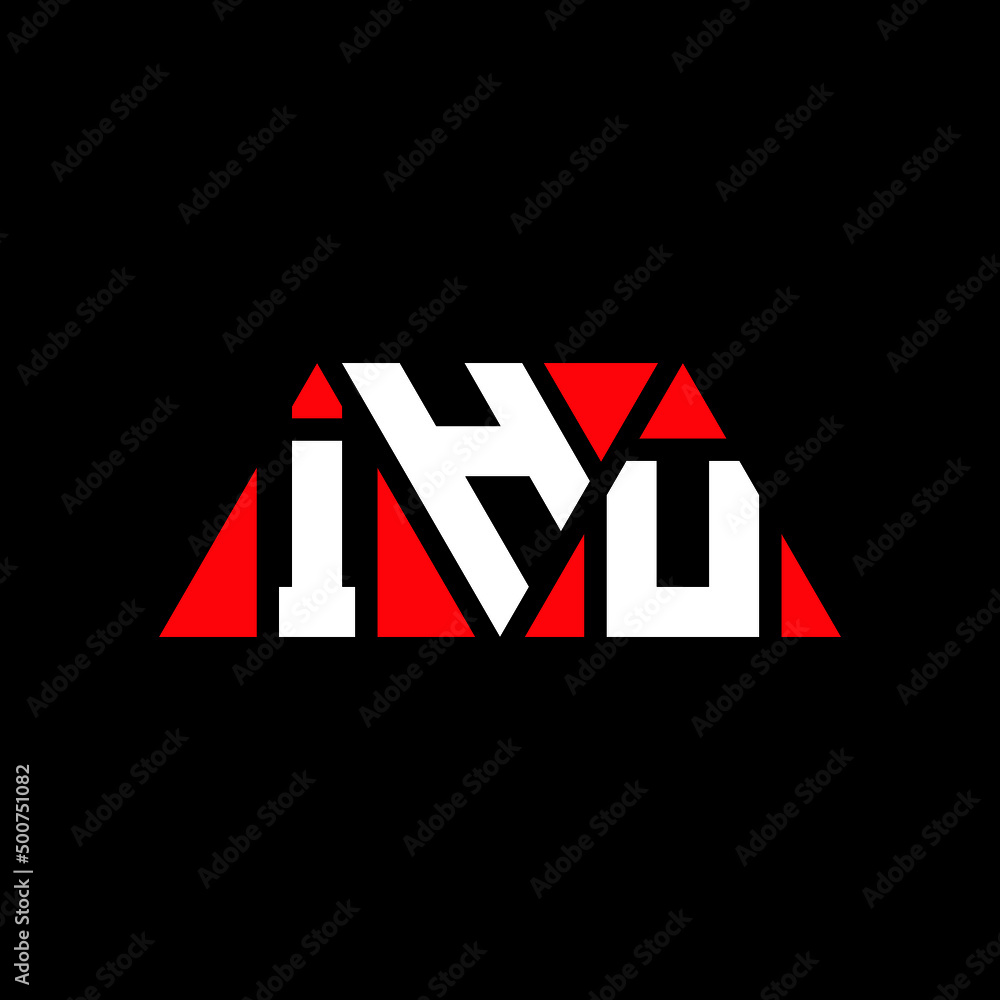 IHU triangle letter logo design with triangle shape. IHU triangle logo design monogram. IHU triangle vector logo template with red color. IHU triangular logo Simple, Elegant, and Luxurious Logo...