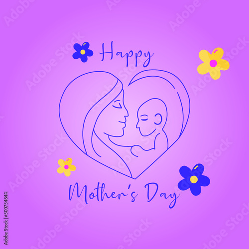 Drawing of a mother Middle East with demonstration of affection for his son