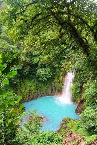 La Fortuna  Costa Rica  Majestic blue waterfall Rio Celeste in Rio Celeste national park