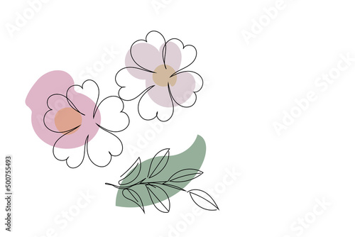 flower in line art with leaves