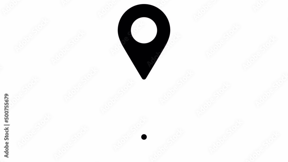 GPS location pointer animated icon. 4K white on black with alpha. location icon. GPS location pointer animated icon. 4K white on black with alpha. location icon.