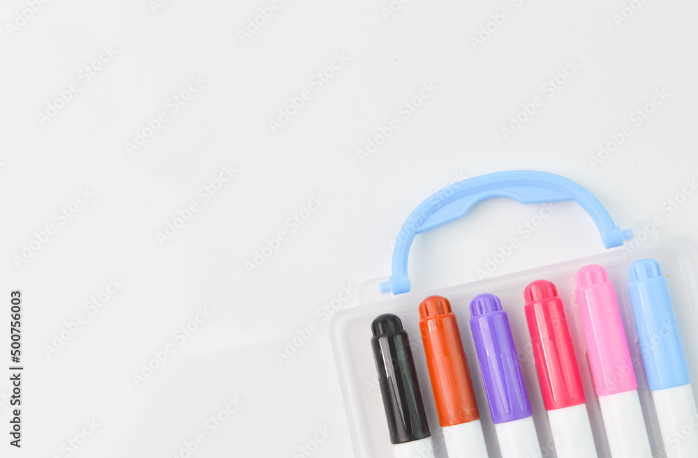 Colorful marker pen set isolated on a white background