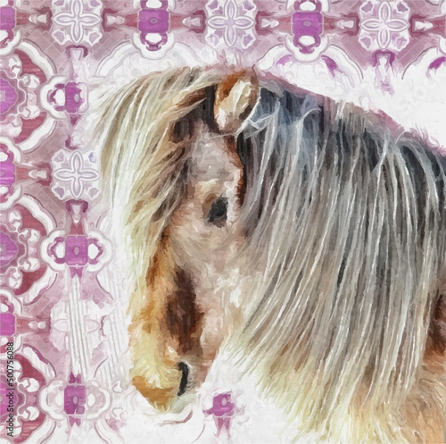 Pony vor Tapete, Illustration