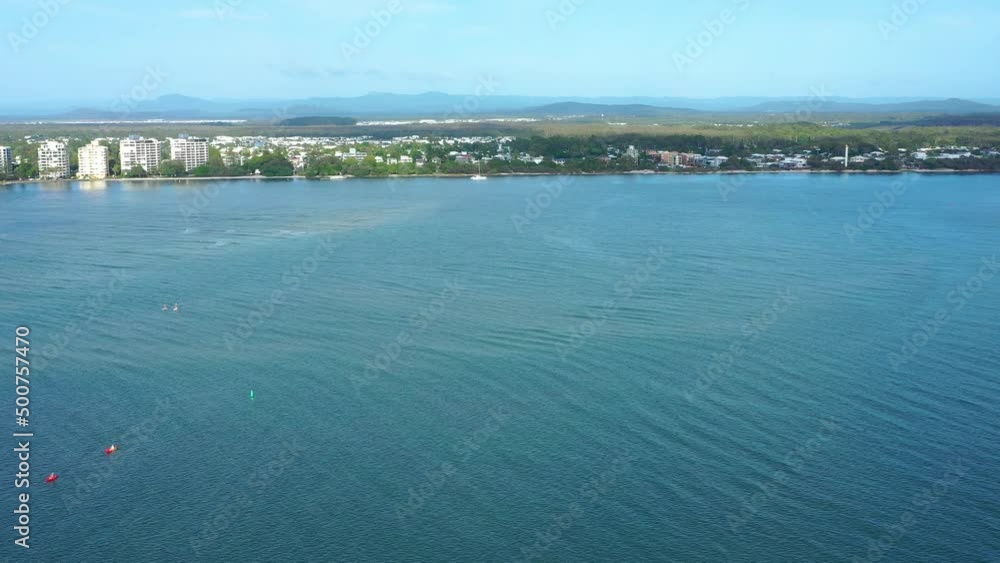 Aerial view of Pumicestone Passage, Bribie Island, Caloundra, Sunshine Coast, Queensland, Australia. Aerial view of Pumicestone Passage, Bribie Island, Caloundra, Sunshine Coast, Queensland, Australia.