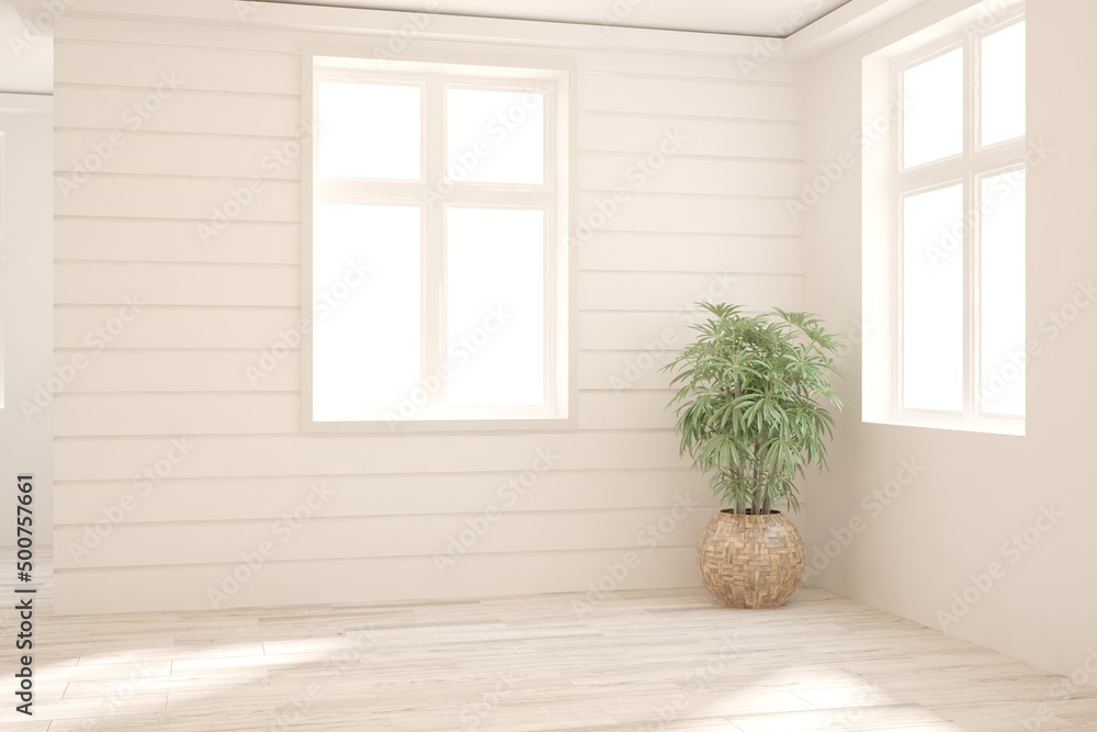 Fototapeta premium White empty room. Scandinavian interior design. 3D illustration