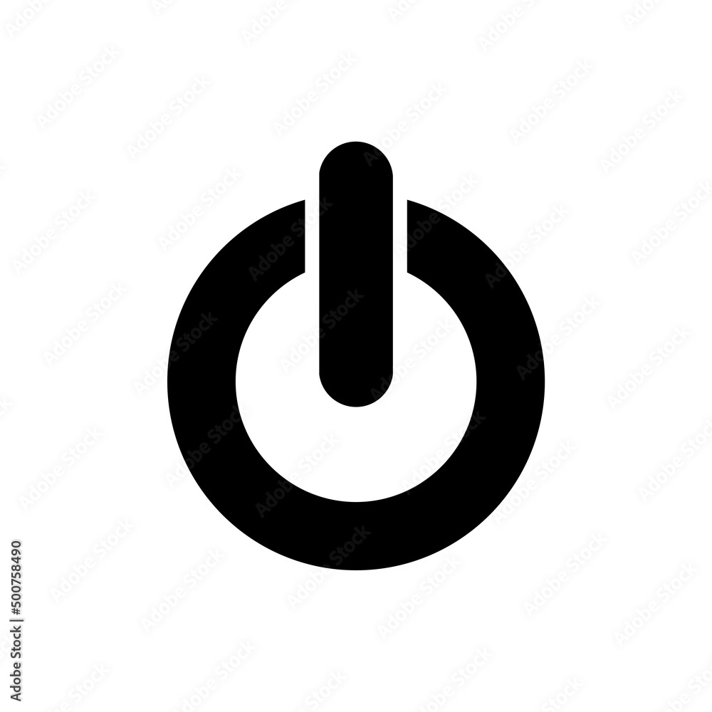 Vector black shut down icons set on white background power button Vector black shut down icons set on white background power button