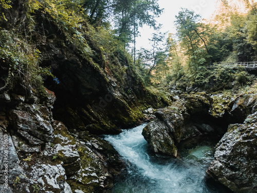 Beautiful Vintgar Gorge in Slovenia in Summer