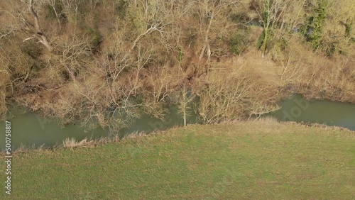 A slow transverse flight over the Cherwell Valley, UK in winter photo