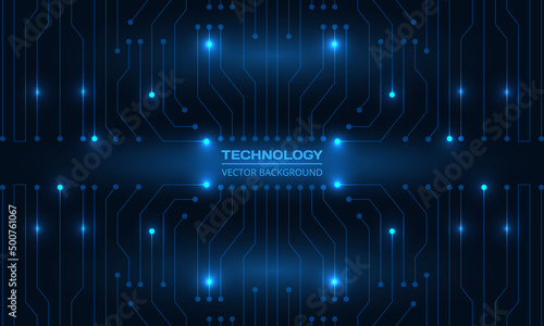 Abstract circuit board digital technology futuristic dark blue concept background. Electronic hi tech motherboard concept. Dark blue technologies background. Vector illustration