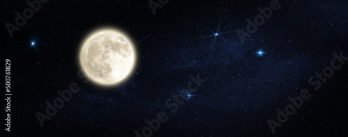 Fototapeta Naklejka Na Ścianę i Meble -  night starry sky  moon moonlight nebula dark blue  nature landscape weather forecast cosmic background 