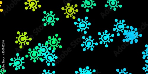 Dark blue, yellow vector texture with disease symbols.