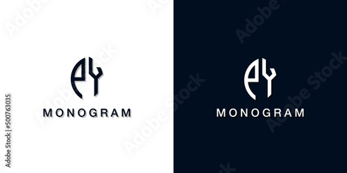 Leaf style initial letter PY monogram logo.