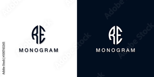 Leaf style initial letter RE monogram logo.