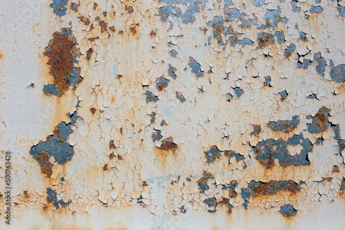 Old painted metal texture with traces of rust. © madredus