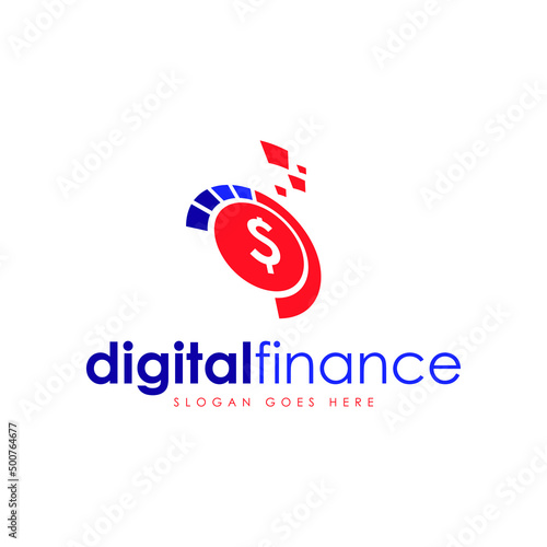 Digital Finance Logo Design Concept Vector. Fintech Logo Design Concept