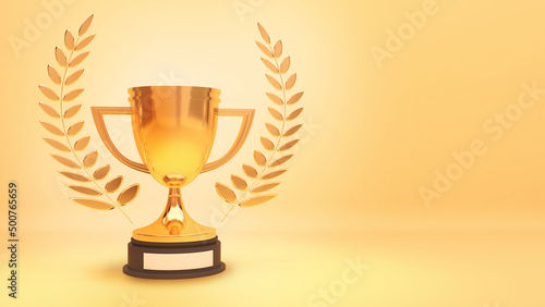 The golden trophy of the winner of the championship,peak of success,Winner,3d rendering