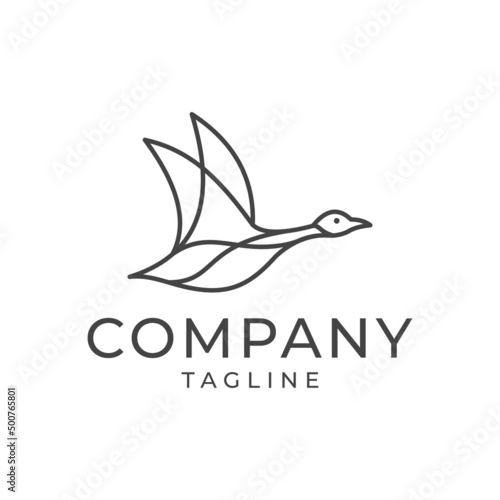 goose logo swan icon design vector in trendy and abstract luxury line outline style