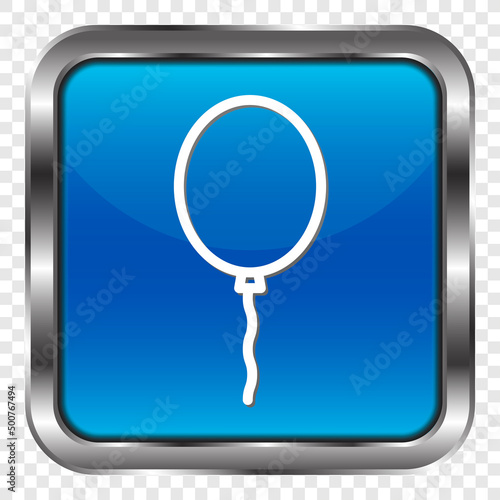 Wallpaper Mural Balloon simple icon vector. Flat design. Metal, blue square button. Transparent grid.ai Torontodigital.ca