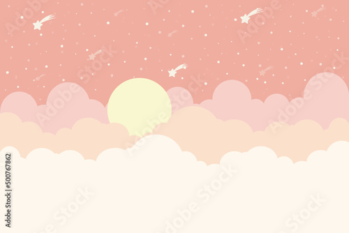 children's poster clouds in pink shades for children's rooms