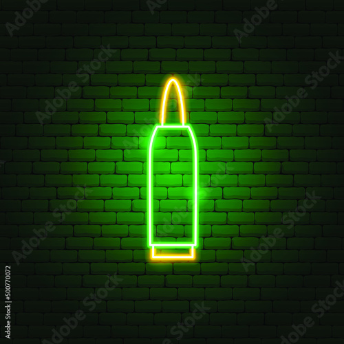 Cartridge Gun Neon Sign. Vector Illustration of Weapon Promotion.