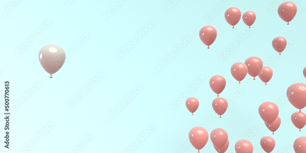 One out unique floating balloon concept - 3D render