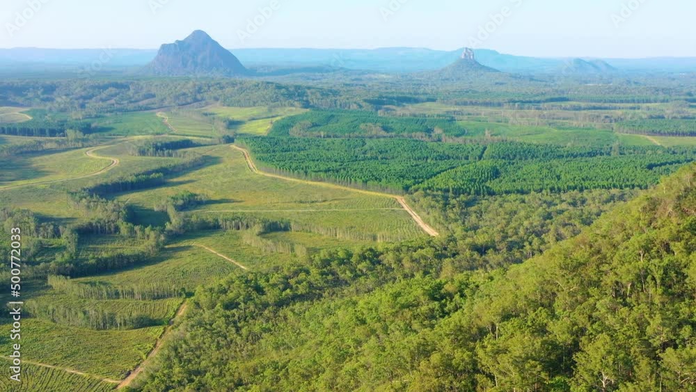 Aerial view of the Glass House Mountains, Queensland, Australia. Aerial view of the Glass House Mountains, Queensland, Australia.