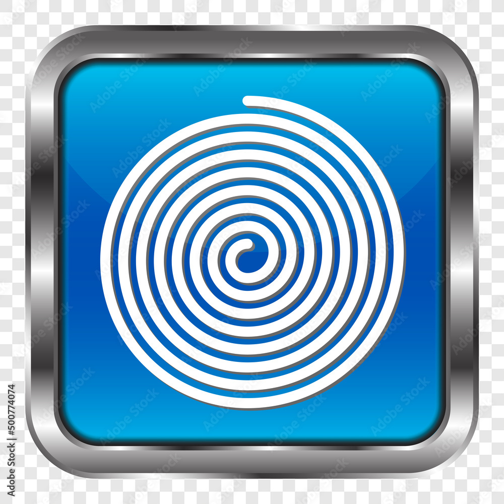 Spiral simple icon. Flat design. Metal, blue square button. Transparent grid.ai Spiral simple icon. Flat design. Metal, blue square button. Transparent grid.ai