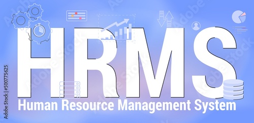 HRMS Human Resource Management System acronym Business concept background vector illustration Suite of software applications used to manage human resources and related processes