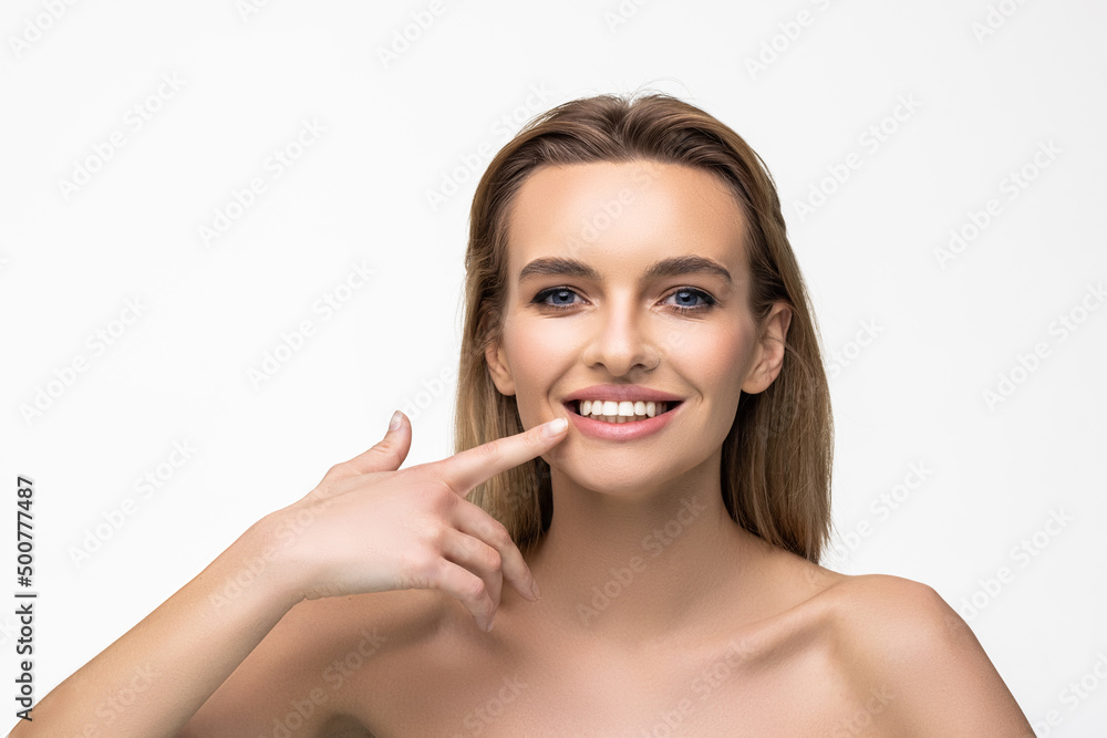 Portrait of beautiful young woman on white background Portrait of beautiful young woman on white background