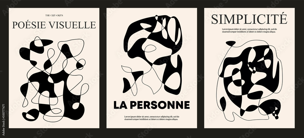 Naklejka premium Wall art, vector set. Boho art drawing. Abstract Art design for print, cover, wallpaper, Minimal wall art.