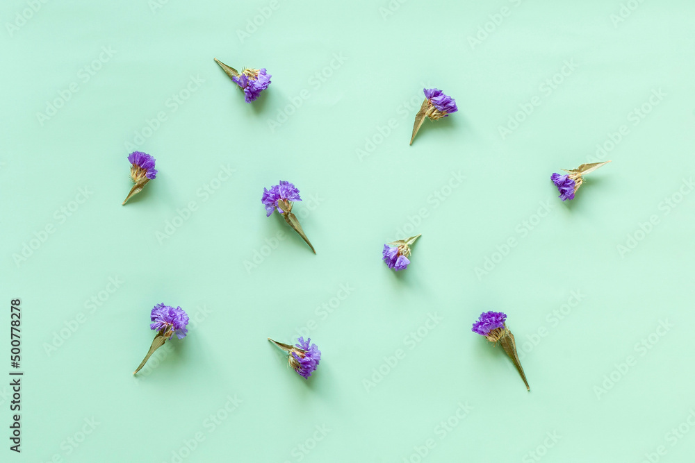 Statice flowers on the light blue background Statice flowers on the light blue background
