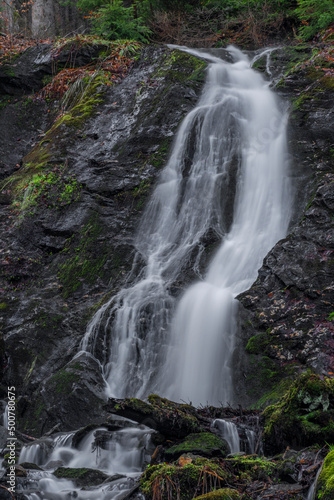 Prudky rucej creek with waterfall near confluence with Jizera river