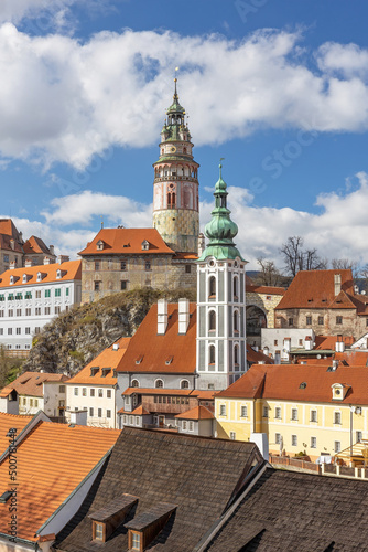 Wallpaper Mural Beautiful view to church and castle in Cesky Krumlov, Czech republic. Vertically.  Torontodigital.ca