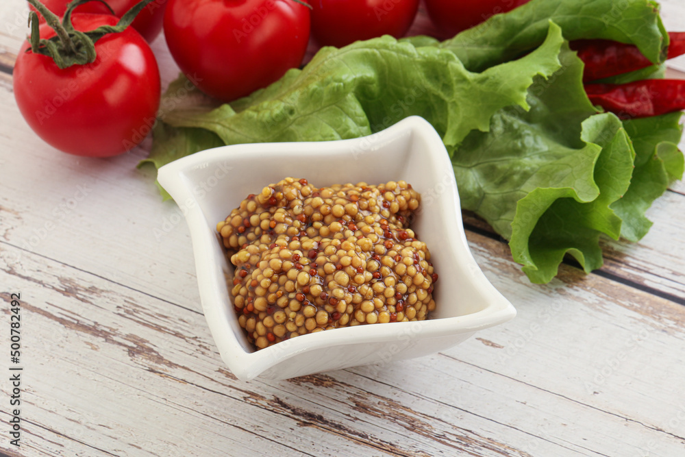 Mustard seeds sauce in the bowl Mustard seeds sauce in the bowl
