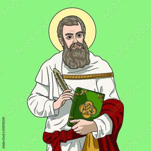 Fotografie, Obraz Saint Mark the Evangelist Colored Vector Illustration