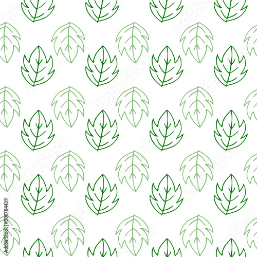 Nature green hand drawn leaves on white background. Eco organic seamless pattern with leaves. Spring or summer design of fabrics  clothes  packaging  textiles