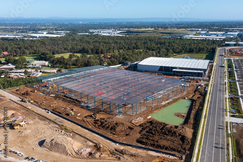 A large industrial building under construction