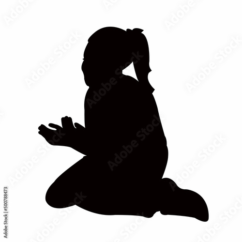 a girl sitting body silhouette vector