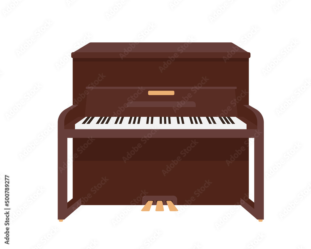 Classical wooden music Piano isolated on white background. Keyboard musical instrument icon. Vector illustration in flat or cartoon style. Classical wooden music Piano isolated on white background. Keyboard musical instrument icon. Vector illustration in flat or cartoon style.