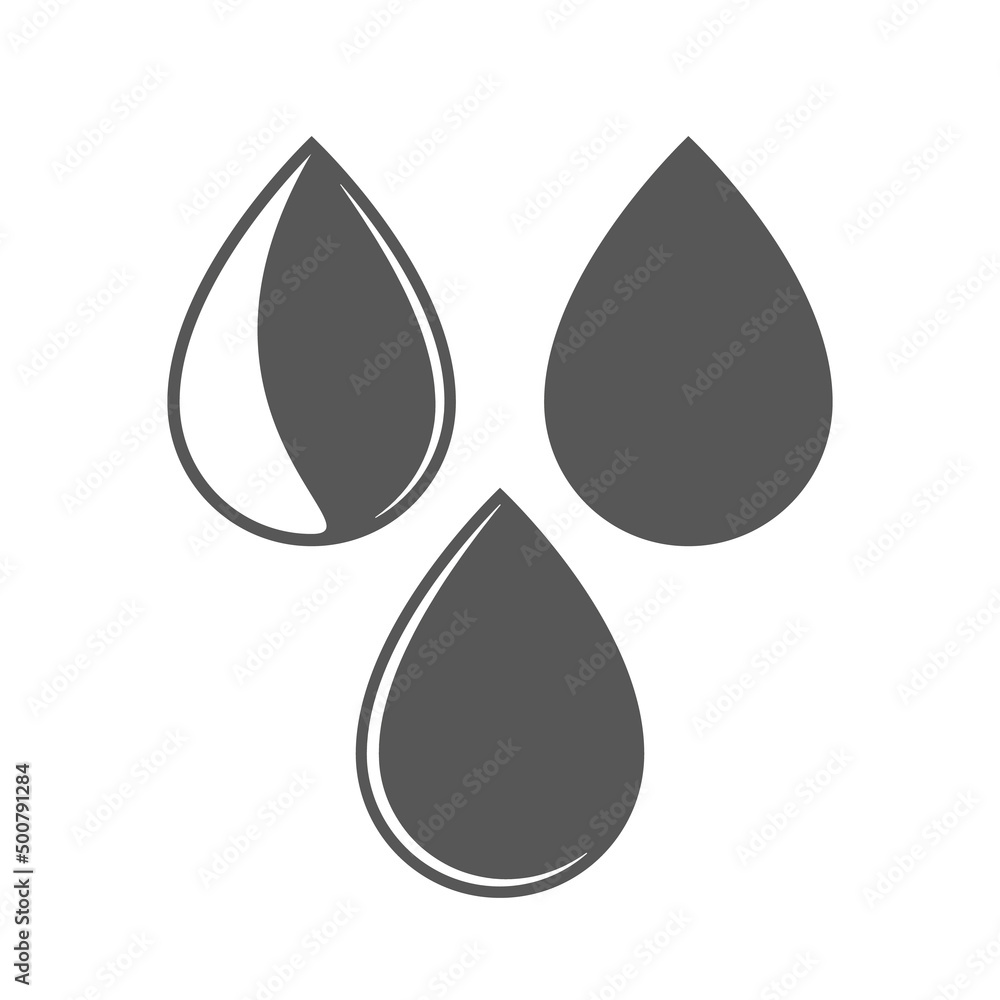 Set of drop cosmetic oil. Silhouette water drops isolated on white background. Vector illustration Set of drop cosmetic oil. Silhouette water drops isolated on white background. Vector illustration