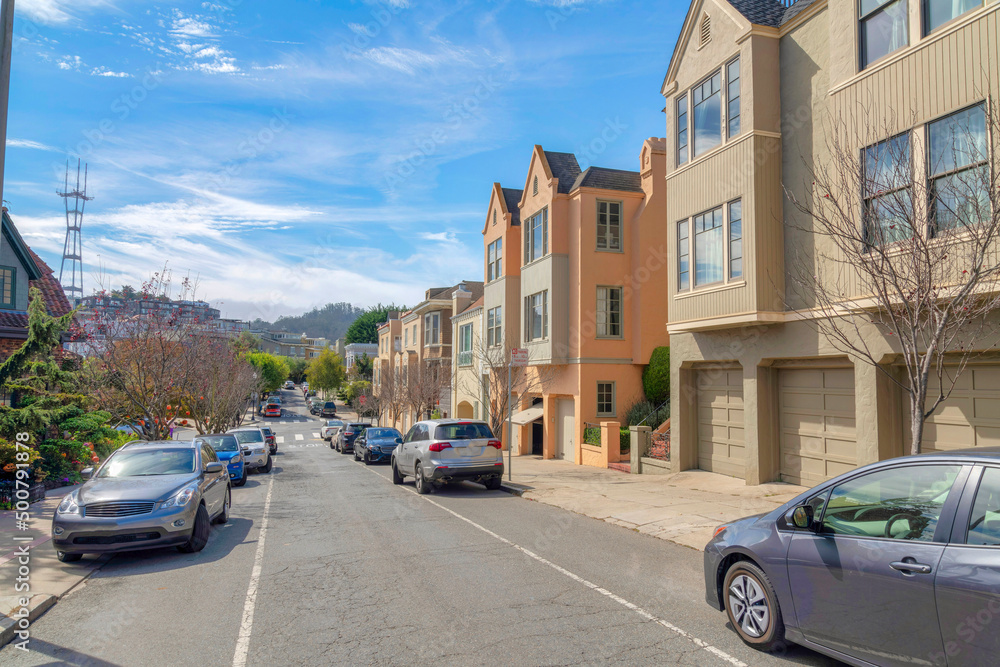 One way street in a residential area at San Francisco, California